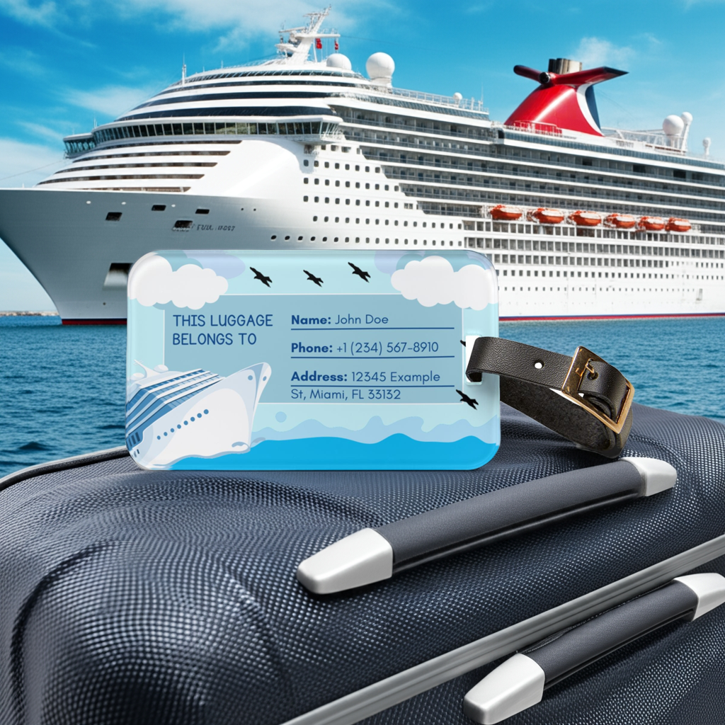 Custom Cruise-Themed Luggage Tag | Personalized Travel Accessory for Ocean Lovers, Vacation Gear, Travel Gift, Nautical Decoration, Suitcase Label